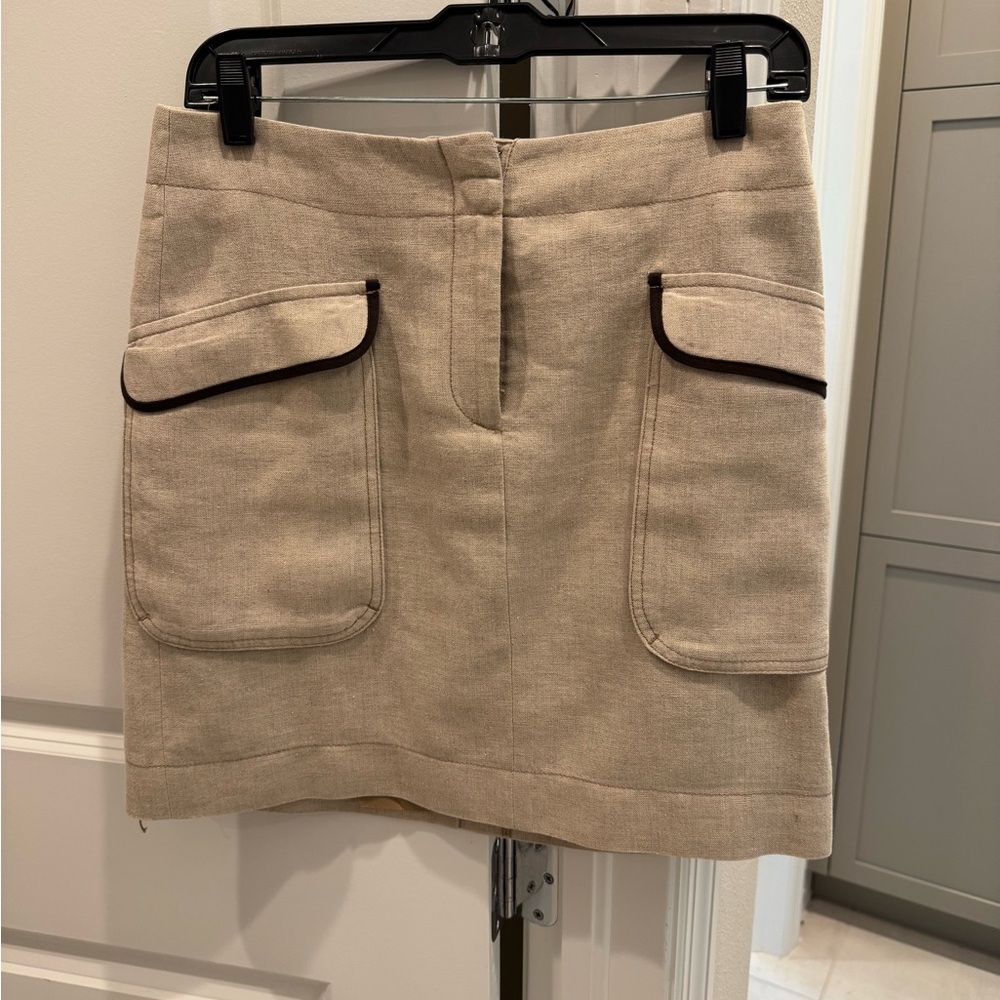 LOFT Tan Lined Linen Skirt